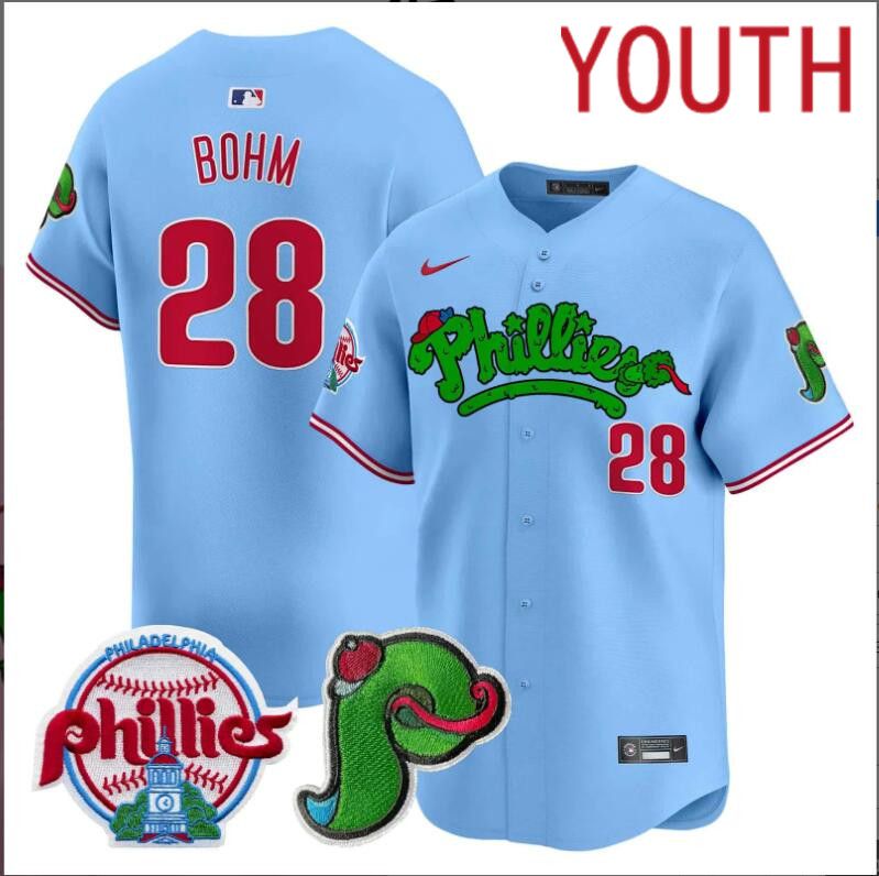 Youth  Philadelphia Phillies #28 Bohm blue Limited 2024 MLB Nike jersey